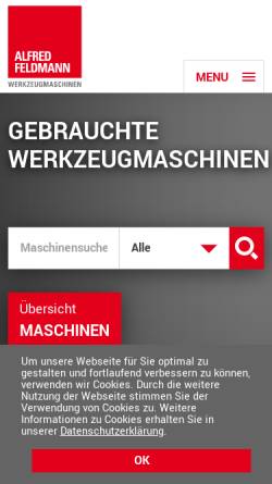 Vorschau der mobilen Webseite werkzeugmaschinen24.de, Alfred Feldmann Werkzeugmaschinen