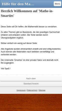 Vorschau der mobilen Webseite www.mathe-in-smarties.de, Mathe in Smarties