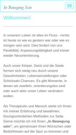 Vorschau der mobilen Webseite www.in-bewegung-sein.ch, Wyss, Jolanda