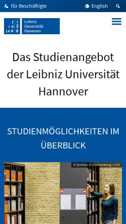 Vorschau der mobilen Webseite www.uni-hannover.de, Master of Education - Lehramt an Gymnasien mit Darstellendem Spiel als Unterrichtsfach an der Leibniz Universität