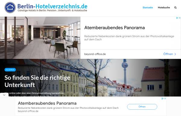 Vorschau von www.berlin-hotelverzeichnis.de, Berlin-Hotelverzeichnis