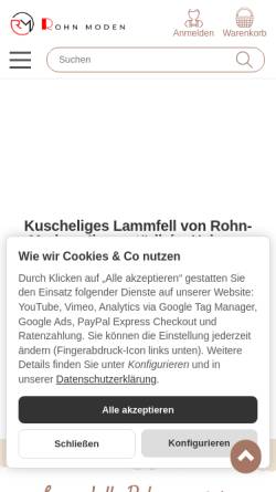 Vorschau der mobilen Webseite www.lammfelle-rohn.de, Rohn-Moden, Erich Rohn