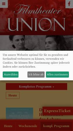 Vorschau der mobilen Webseite www.filmtheater-union.de, Filmtheater Union