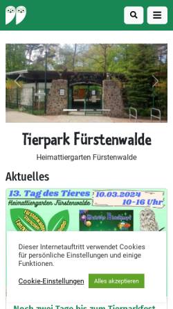 Vorschau der mobilen Webseite www.heimattiergarten-fuerstenwalde.de, Heimattiergarten Fürstenwalde