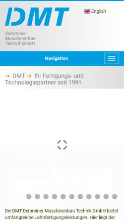 Vorschau der mobilen Webseite www.dmt-demmin.de, DMT Demminer Maschinen Technik GmbH