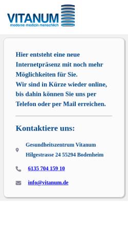 Vorschau der mobilen Webseite vitanum.de, Vitanum