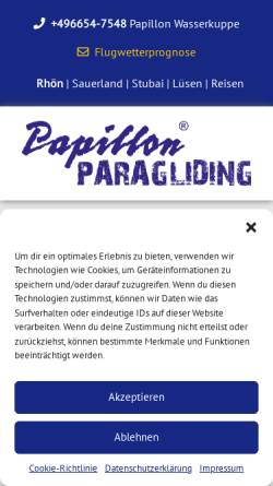 Vorschau der mobilen Webseite www.wasserkuppe.com, Motorschirm-Schule Rhöner Drachen- und Gleitschirmflugschulen Wasserkuppe