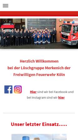 Vorschau der mobilen Webseite www.ff-merkenich.de, Freiwillige Feuerwehr Köln, Löschgruppe Merkenich