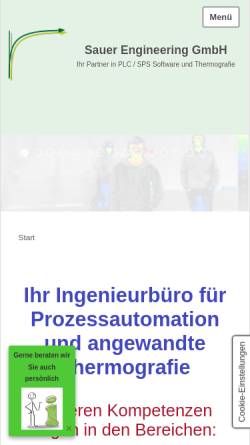 Vorschau der mobilen Webseite www.sauer-engineering.de, Sauer Engineering GmbH