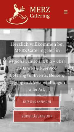 Vorschau der mobilen Webseite www.merzcatering.de, Merz Catering & Fingerfood Berlin