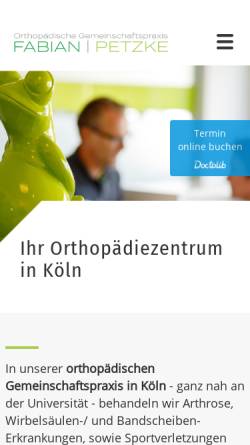 Vorschau der mobilen Webseite orthopaedie-fabian-petzke.de, Fabian, Dr. med. Steffen und Petzke, Ulf