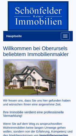 Vorschau der mobilen Webseite www.schoenfelder-immobilien.de, Schönfelder Immobilien