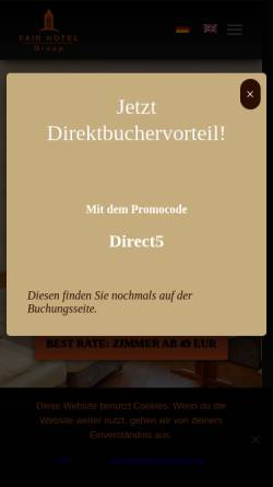 Vorschau der mobilen Webseite fairhotelfrankfurt.de, Fair Hotel Frankfurt GmbH