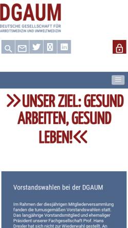 Vorschau der mobilen Webseite www.dgaum.de, Deutsche Gesellschaft für Arbeitsmedizin und Umweltmedizin e.V. (DGAUM)