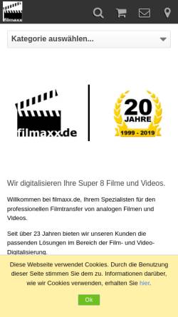 Vorschau der mobilen Webseite www.filmaxx.de, Super 8 und Video auf DVD digitalisieren, Katrin Korke