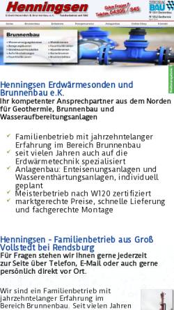 Vorschau der mobilen Webseite www.brunnenbau-henningsen.de, Henningsen Erdwärmesonden & Brunnenbau e. K.