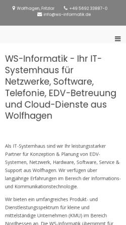 Vorschau der mobilen Webseite www.ws-informatik.de, WS-Informatik GmbH & Co. KG
