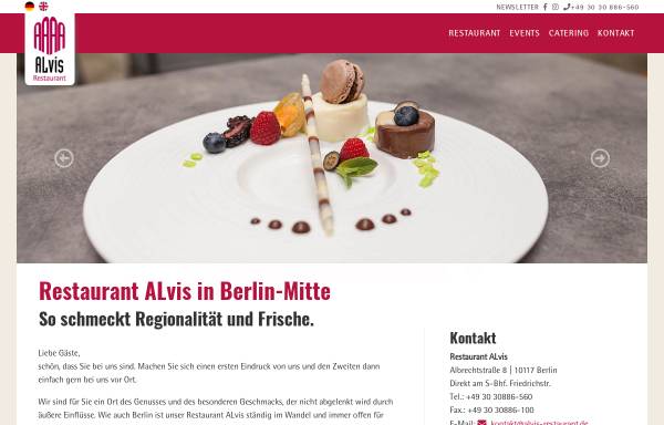 Vorschau von www.alvis-restaurant.de, Alvis