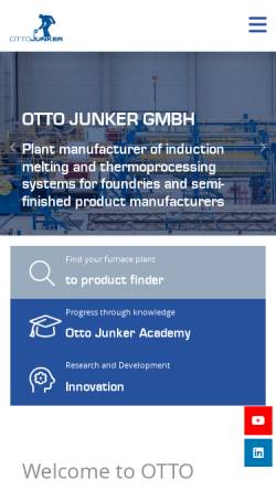 Vorschau der mobilen Webseite www.otto-junker.com, Otto Junker GmbH