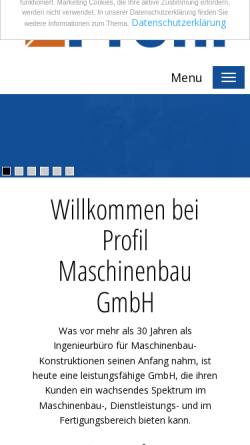 Vorschau der mobilen Webseite www.profil-maschinenbau.de, Profil Maschinenbau Konstruktions GmbH