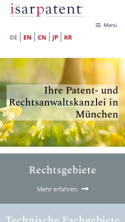 Vorschau der mobilen Webseite www.isarpatent.com, Patentanwälte Reinhard Skuhra Weise & Partner