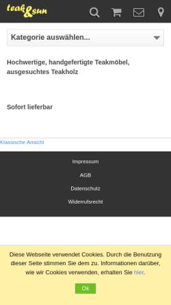 Vorschau der mobilen Webseite www.teak-garten-moebel.de, teak & sun - Schmitz Möbel