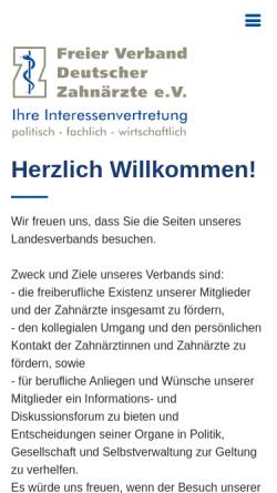Vorschau der mobilen Webseite www.fvdz.de, FVDZ Freier Verband Deutscher Zahnärzte Landesverband Saarländisches Zahnärztesyndikat