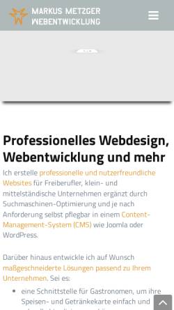 Vorschau der mobilen Webseite www.metzger-webentwicklung.com, Markus Metzger - Webentwicklung