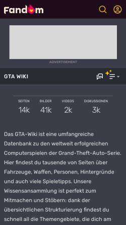 Vorschau der mobilen Webseite de.gta.wikia.com, GTA-Wiki