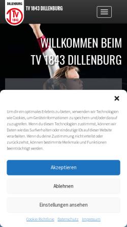 Vorschau der mobilen Webseite tv-dillenburg.de, Turnverein 1843 Dillenburg