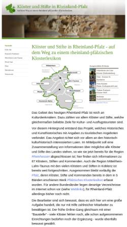 Vorschau der mobilen Webseite www.klosterlexikon-rlp.de, Klöster und Stifte in Rheinland-Pfalz