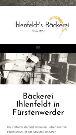 Vorschau der mobilen Webseite www.ihlenfeldts-backstube.de, Bäckerei Ihlenfeldt