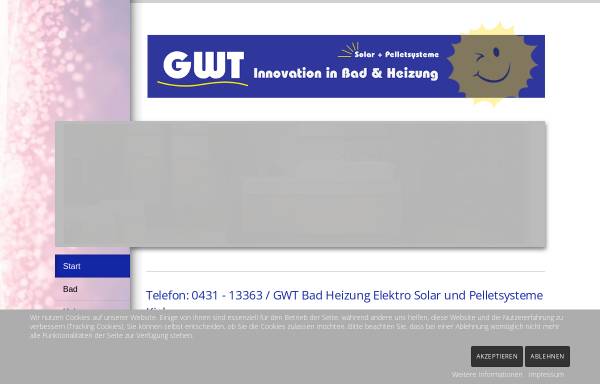Vorschau von www.gwt-kiel.de, GWT Bad- Heizung- Solar & Pelletsysteme - Andre Rudorff und Stefan Buhmann GbR.