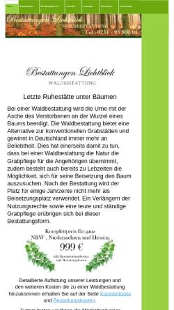 Vorschau der mobilen Webseite www.waldbestattung-nrw.de, Bestattungen Lichtblick, Inhaber Paul Holz