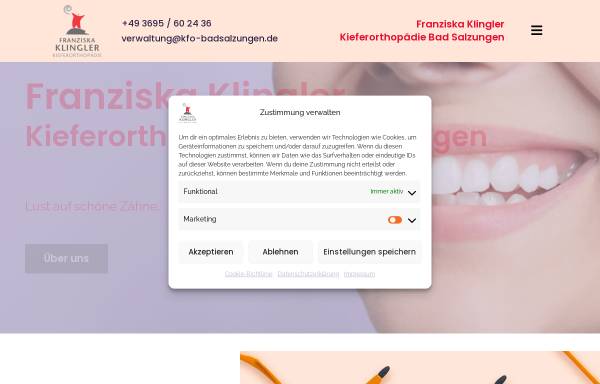 Vorschau von www.kfo-badsalzungen.de, Franziska Klingler Fachpraxis für Kieferorthopädie