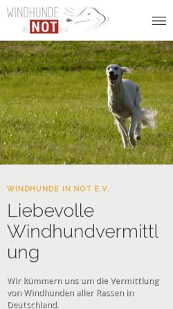 Vorschau der mobilen Webseite www.windhunde-in-not.org, Windhunde in Not e. V.