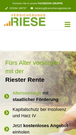 Vorschau der mobilen Webseite www.riester-rente-ratgeber.de, Ratgeber zur Riester Rente