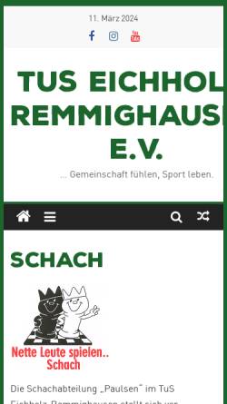 Vorschau der mobilen Webseite www.tuseichholzremmighausen.de, Schachabteilung “Paulsen” im TuS Eichholz-Remmighausen