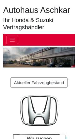Vorschau der mobilen Webseite www.honda-aschkar.de, Autohaus Aschkar