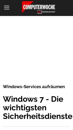Vorschau der mobilen Webseite www.tecchannel.de, Windows 7 - Die wichtigsten sicherheitsrelevanten Systemdienste