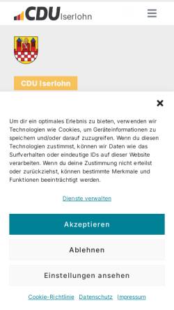 Vorschau der mobilen Webseite www.cdu-iserlohn.de, CDU-Stadtverband Iserlohn