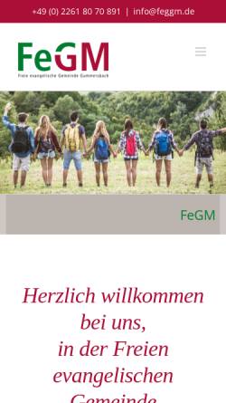 Vorschau der mobilen Webseite www.feggm.de, Freie evangelische Gemeinde Gummersbach