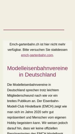 Vorschau der mobilen Webseite www.emch-gartenbahn.ch, EMCH Eisenbahnmodell Club Hindelbank