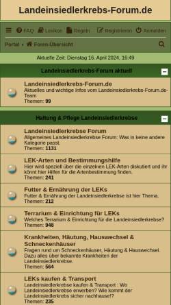 Vorschau der mobilen Webseite www.landeinsiedlerkrebs-forum.de, Landeinsiedlerkrebs-Forum