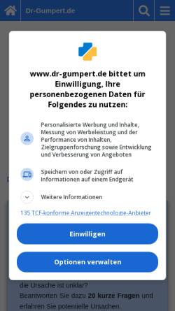 Vorschau der mobilen Webseite www.dr-gumpert.de, Dr. Gumpert GmbH Bauchspeicheldrüsenkrebs