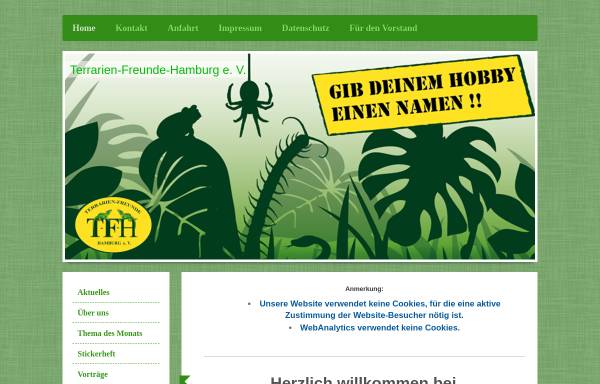 Vorschau von www.terrarien-freunde-hamburg.de, Vereinsseite der Hamburger Terrarienfreunde