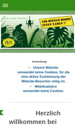 Vorschau der mobilen Webseite www.terrarien-freunde-hamburg.de, Vereinsseite der Hamburger Terrarienfreunde