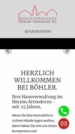 Vorschau der mobilen Webseite www.boehler-hausverwaltung.de, Robert Böhler, Hausverwaltung und Immobilien