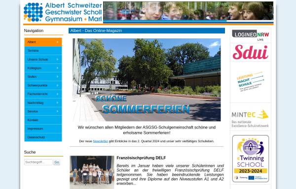 Vorschau von www.asgsg-marl.de, Albert-Schweitzer Geschwister-Scholl Gymnasium