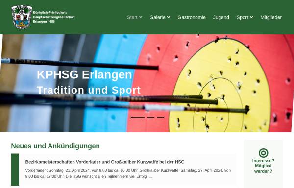 Vorschau von www.hsg-erlangen.de, Königlich Privilegierte Hauptschützengesellschaft Erlangen